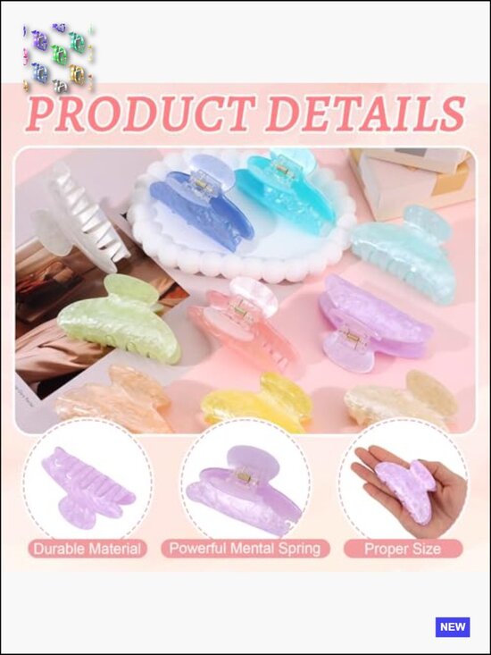 20 Pcs Acrylic Hair Claw Clips Bulk Non-slip Large Clamp Clamps Fashion French main image 5